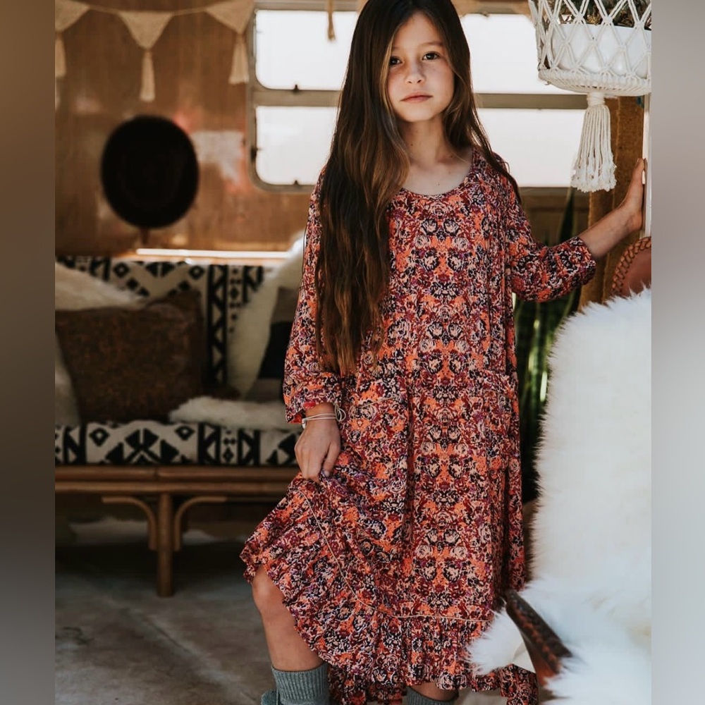 Children of the Tribe luxury Australian brand girls dress floral flowy sz 8/10